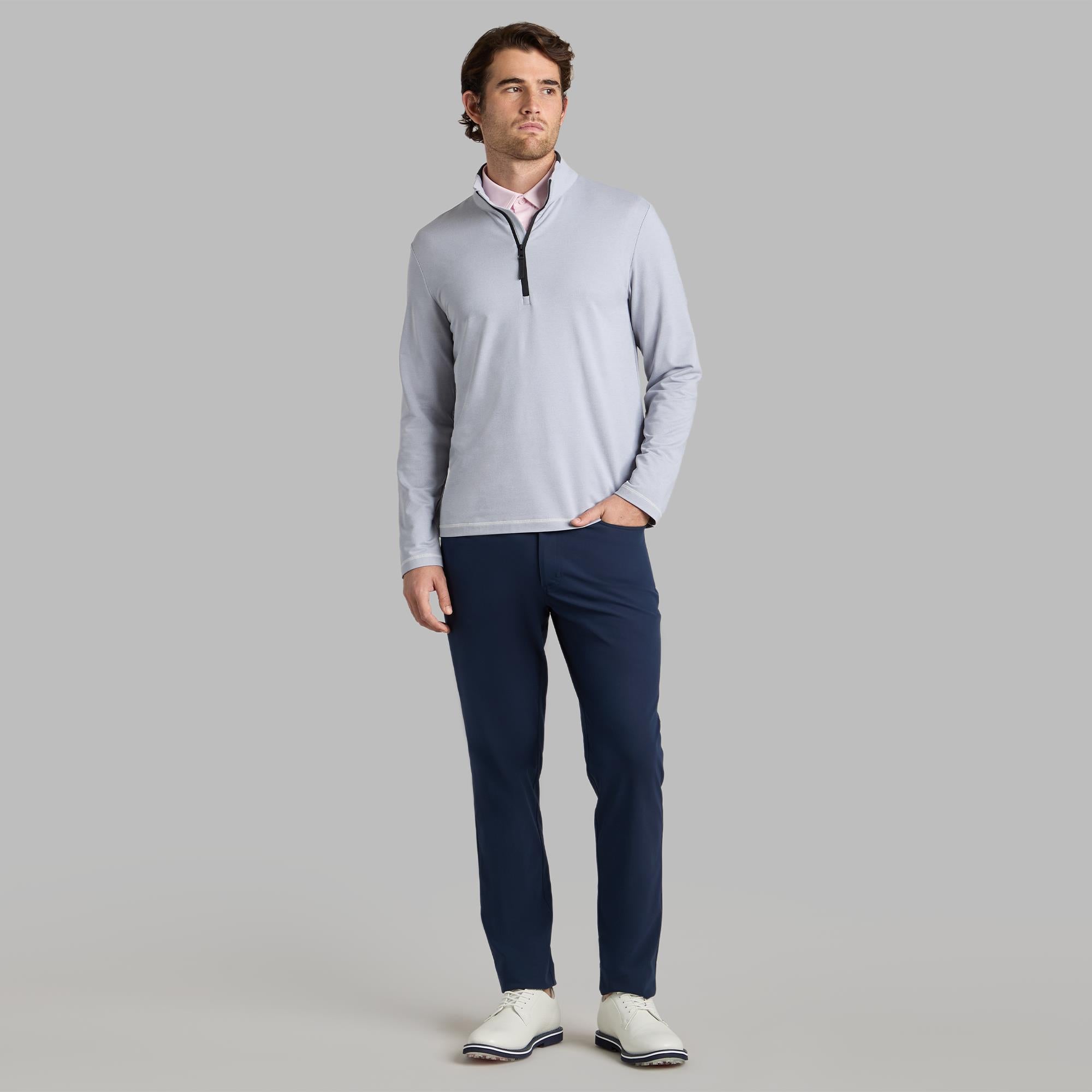 G/FORE Lightweight French Terry Mens Golf Mid Layer Light Grey Melange